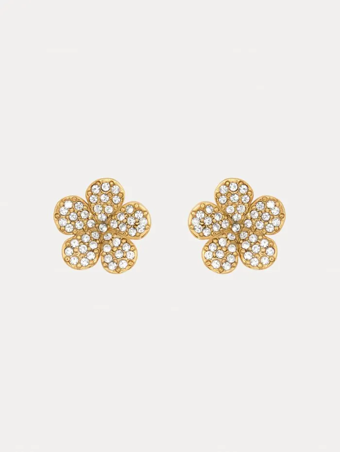 Women Oscar De La Renta Earrings Crystal Flower Stud Earrings Crystal