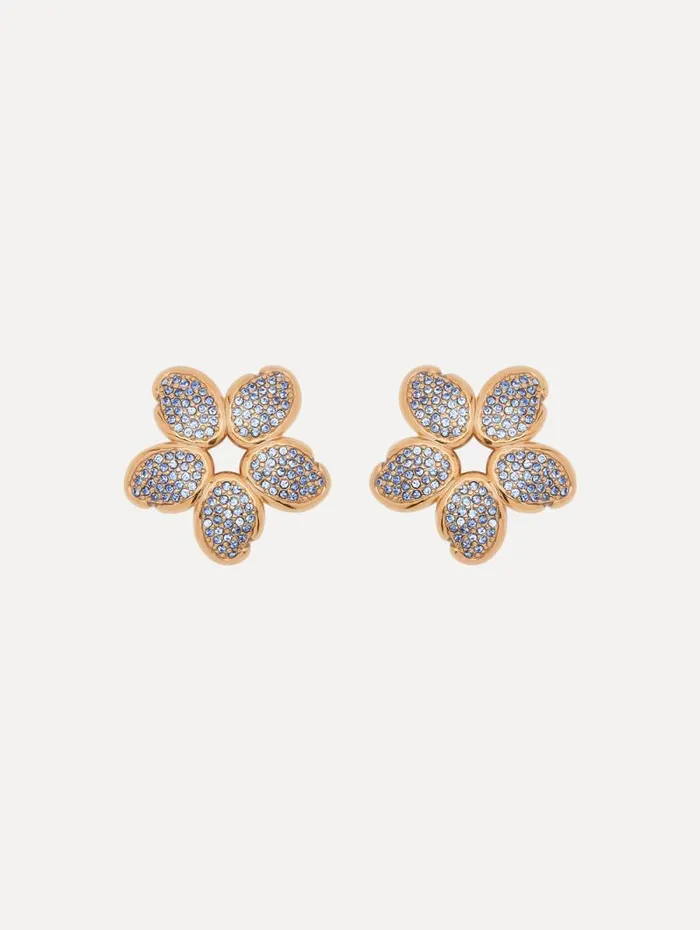 Women Oscar De La Renta Earrings Crystal O Flower Earrings Light Sapphire