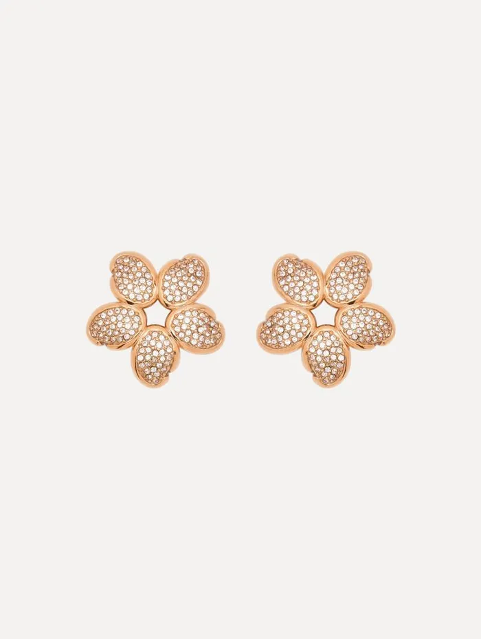 Women Oscar De La Renta Earrings Crystal O Flower Earrings Rose