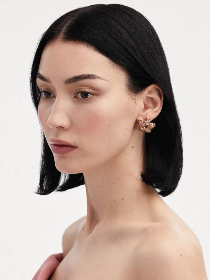 Women Oscar De La Renta Earrings Crystal O Flower Earrings Rose Women Oscar De La Renta Earrings Crystal O Flower Earrings Rose