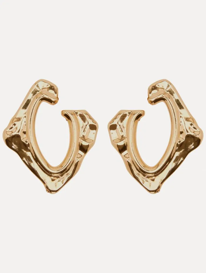 Women Oscar De La Renta Earrings Large Abstract O Hoop Earrings Gold