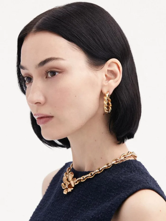 Women Oscar De La Renta Earrings Large Rope Hoop Earrings Gold Women Oscar De La Renta Earrings Large Rope Hoop Earrings Gold