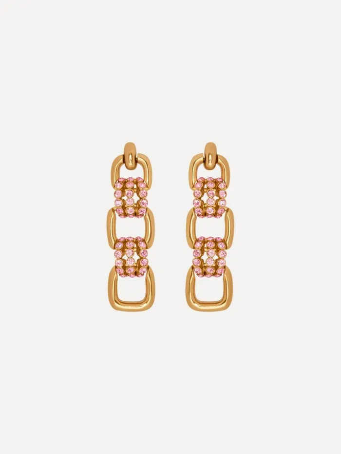 Women Oscar De La Renta Earrings Pav Link Drop Earrings Rose