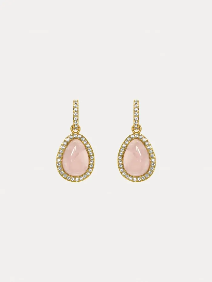 Women Oscar De La Renta Earrings Rose Quartz Cabochon Drop Earrings Rose Quartz