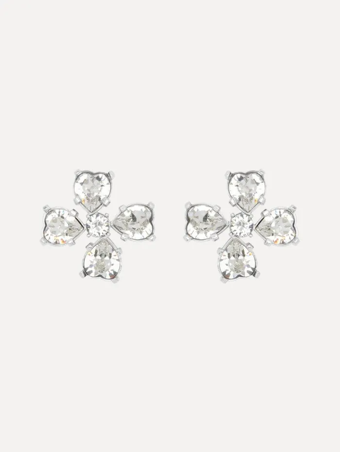 Women Oscar De La Renta Earrings Small Clover Earrings Crystal