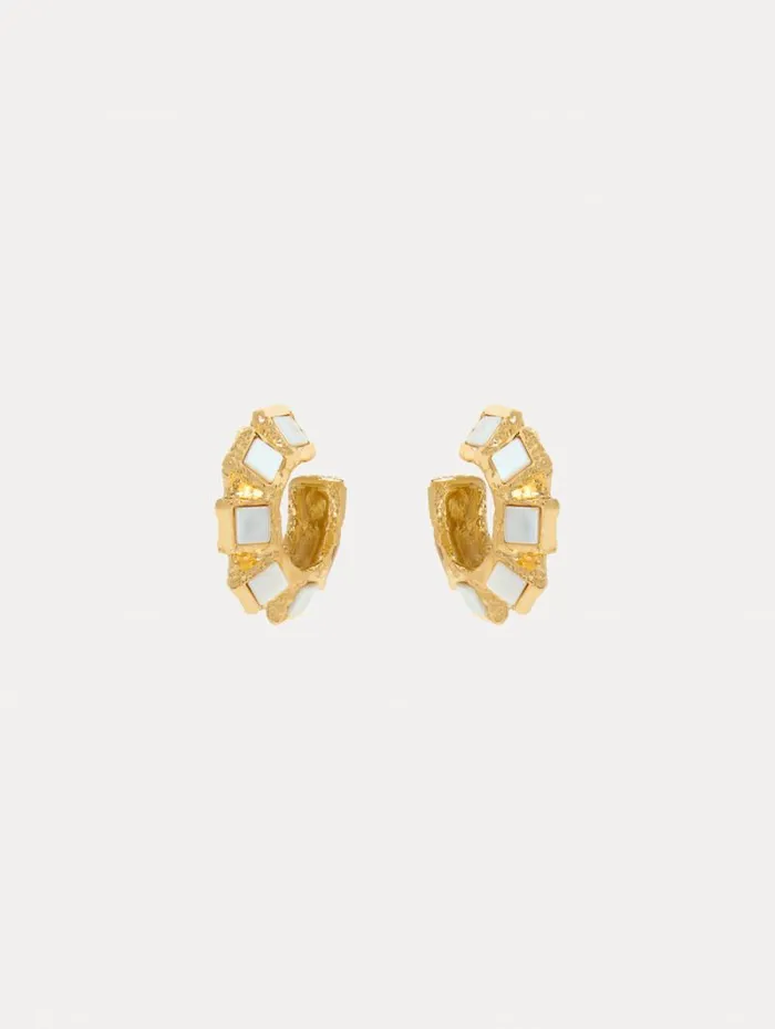Women Oscar De La Renta Earrings Square Stone Hoop Earrings Pearl