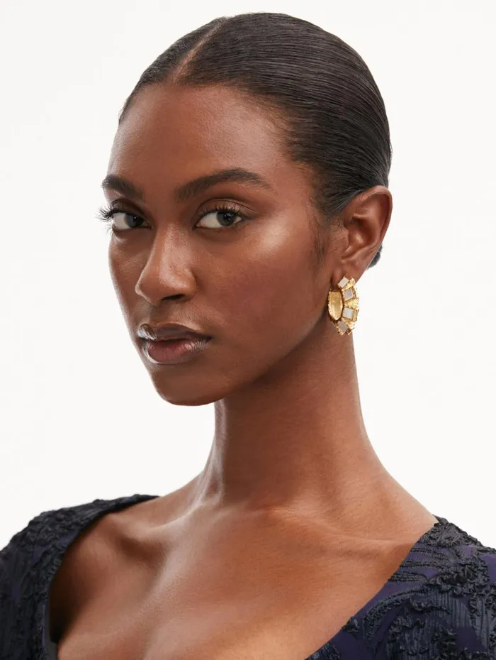 Women Oscar De La Renta Earrings Square Stone Hoop Earrings Pearl Women Oscar De La Renta Earrings Square Stone Hoop Earrings Pearl