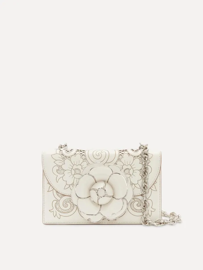 Women Oscar De La Renta Handbags Laser Cut TRO Bag Ivory