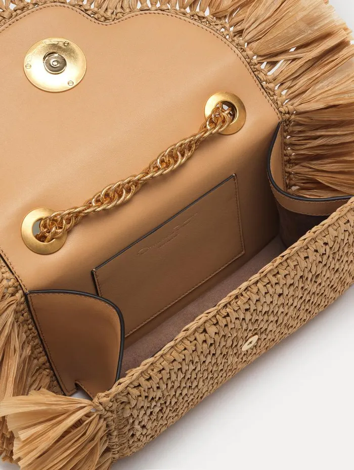 Women Oscar De La Renta Handbags Raffia Fringe TRO Bag Natural Women Oscar De La Renta Handbags Raffia Fringe TRO Bag Natural