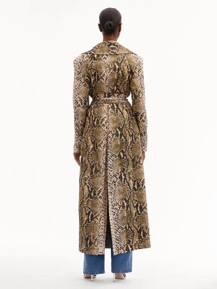 Women Oscar De La Renta Jackets and Coats Snake Cotton Trench Coat Olive Women Oscar De La Renta Jackets and Coats Snake Cotton Trench Coat Olive