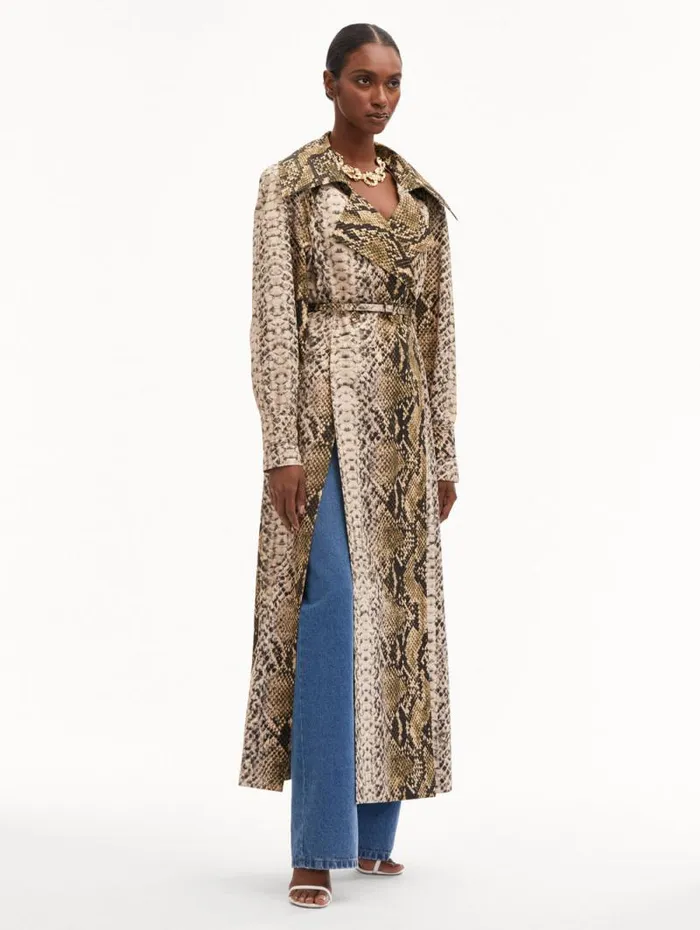 Women Oscar De La Renta Jackets and Coats Snake Cotton Trench Coat Olive Women Oscar De La Renta Jackets and Coats Snake Cotton Trench Coat Olive