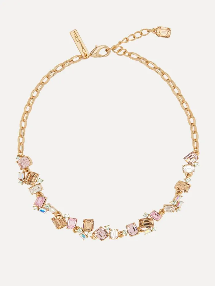 Women Oscar De La Renta Necklaces Scramble Crystal Necklace Rose Gold Multi
