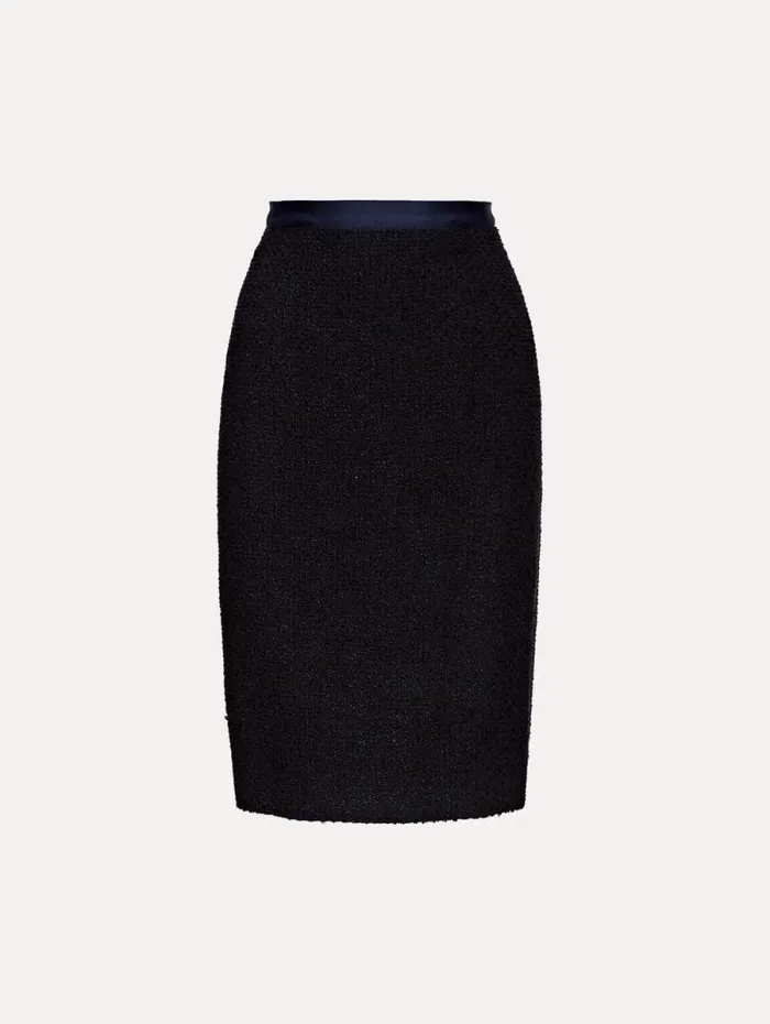 Women Oscar De La Renta Pants and Skirts Boucle Tweed Pencil Skirt Dark Navy