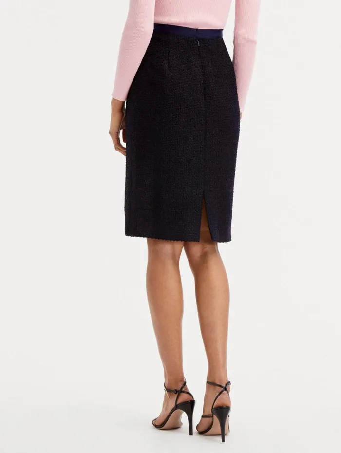 Women Oscar De La Renta Pants and Skirts Boucle Tweed Pencil Skirt Dark Navy
