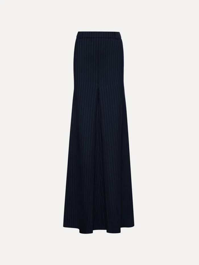 Women Oscar De La Renta Pants and Skirts Pinstriped Maxi Skirt Navy and White