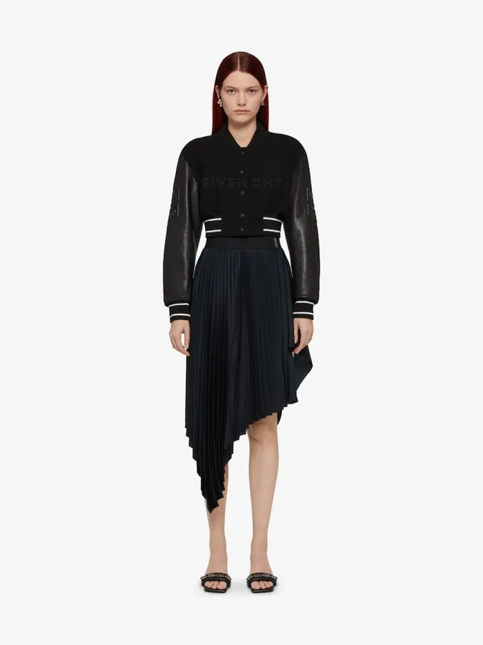 Women Outerwear and Blousons Givenchy GIVENCHY Cropped Varsity Jacket In Wool And Leather Blackwhite Women Outerwear and Blousons Givenchy GIVENCHY Cropped Varsity Jacket In Wool And Leather Blackwhite
