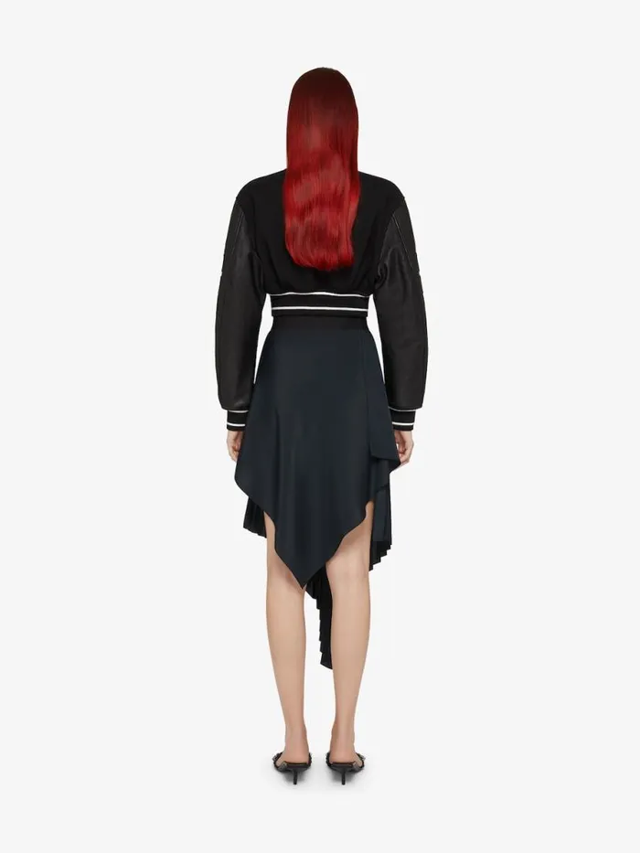 Women Outerwear and Blousons Givenchy GIVENCHY Cropped Varsity Jacket In Wool And Leather Blackwhite