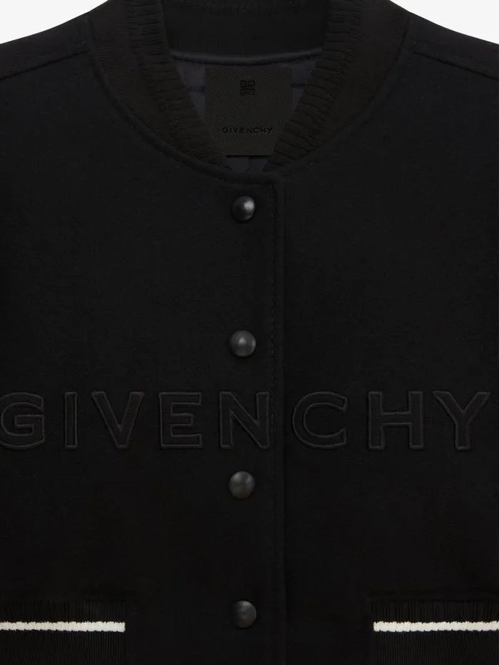 Women Outerwear and Blousons Givenchy GIVENCHY Cropped Varsity Jacket In Wool And Leather Blackwhite