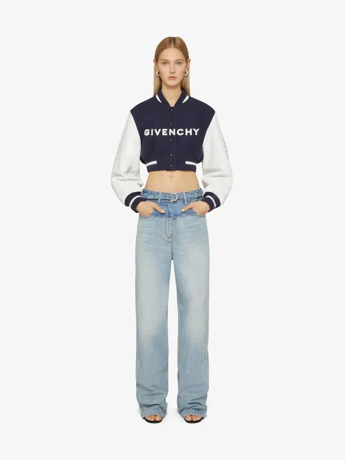 Women Outerwear and Blousons Givenchy GIVENCHY Cropped Varsity Jacket In Wool And Leather Navywhite Women Outerwear and Blousons Givenchy GIVENCHY Cropped Varsity Jacket In Wool And Leather Navywhite