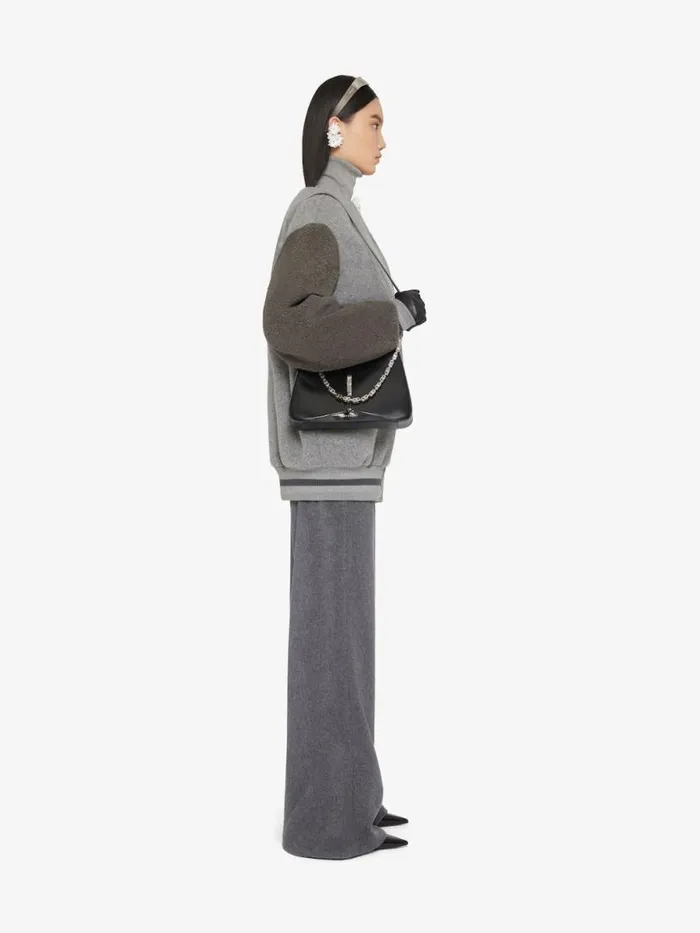 Women Outerwear and Blousons Givenchy Oversized Varsity Jacket In Wool And Shearling Light Grey Melange