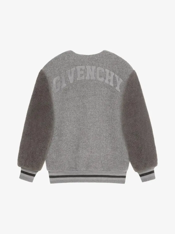 Women Outerwear and Blousons Givenchy Oversized Varsity Jacket In Wool And Shearling Light Grey Melange
