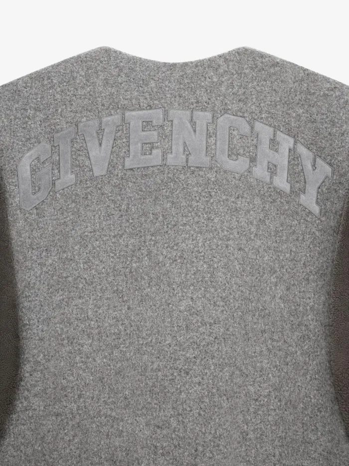 Women Outerwear and Blousons Givenchy Oversized Varsity Jacket In Wool And Shearling Light Grey Melange