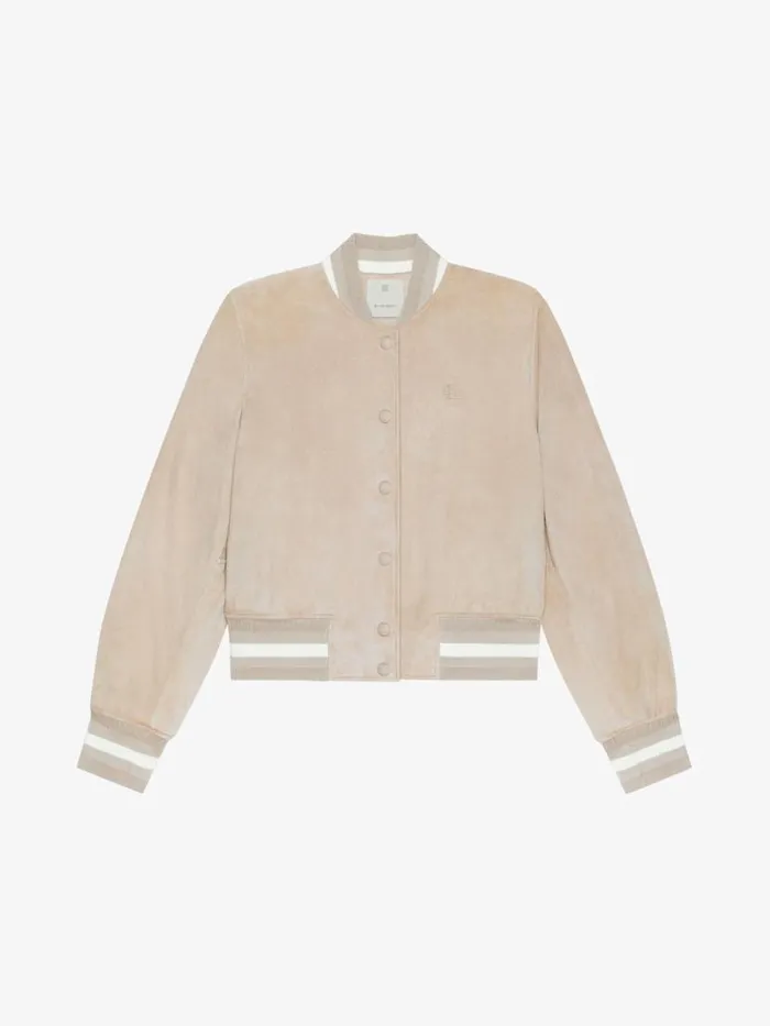 Women Outerwear and Blousons Givenchy Varsity Jacket In Suede Sand