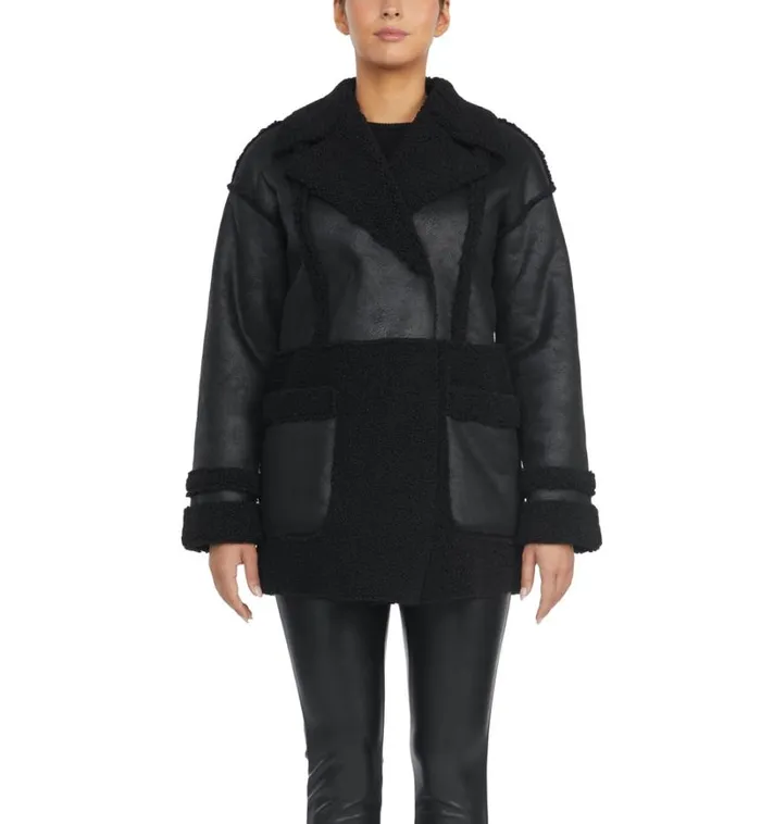 Women Outerwear Badgley Mischka Raymonde Faux Shearling Coat Xs