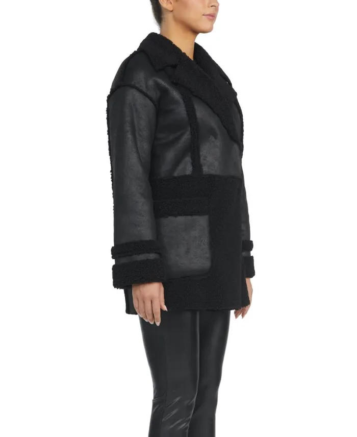 Women Outerwear Badgley Mischka Raymonde Faux Shearling Coat Xs
