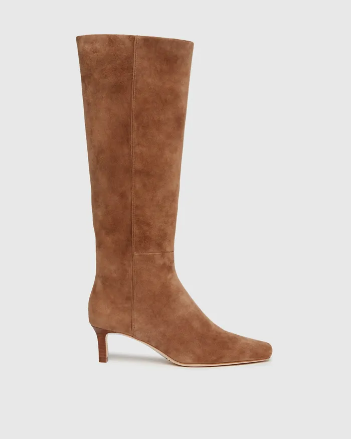 Women PAIGE Ansley Tall Boot 8211 Truffle Suede Boots