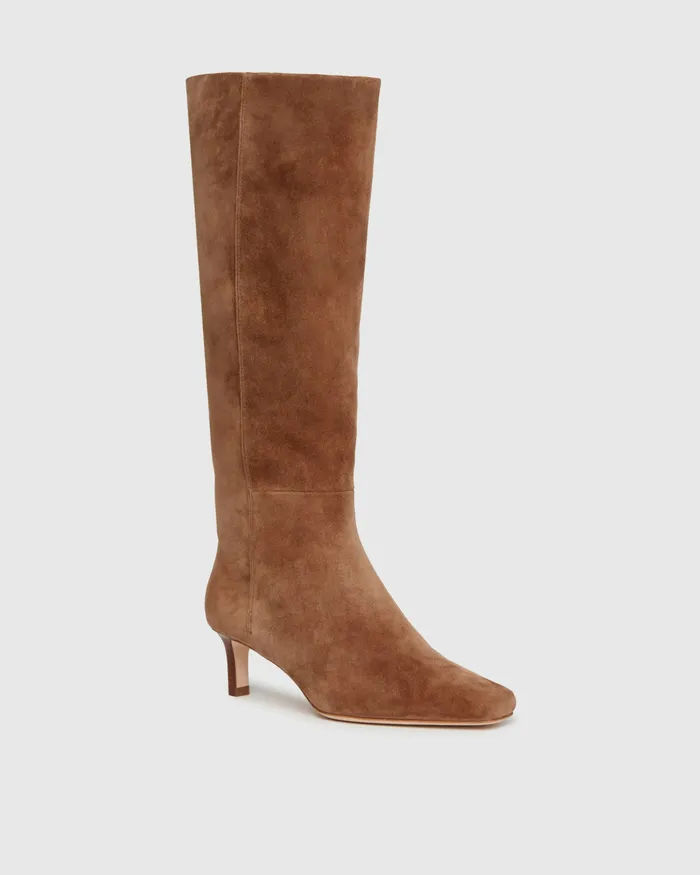 Women PAIGE Ansley Tall Boot 8211 Truffle Suede Boots