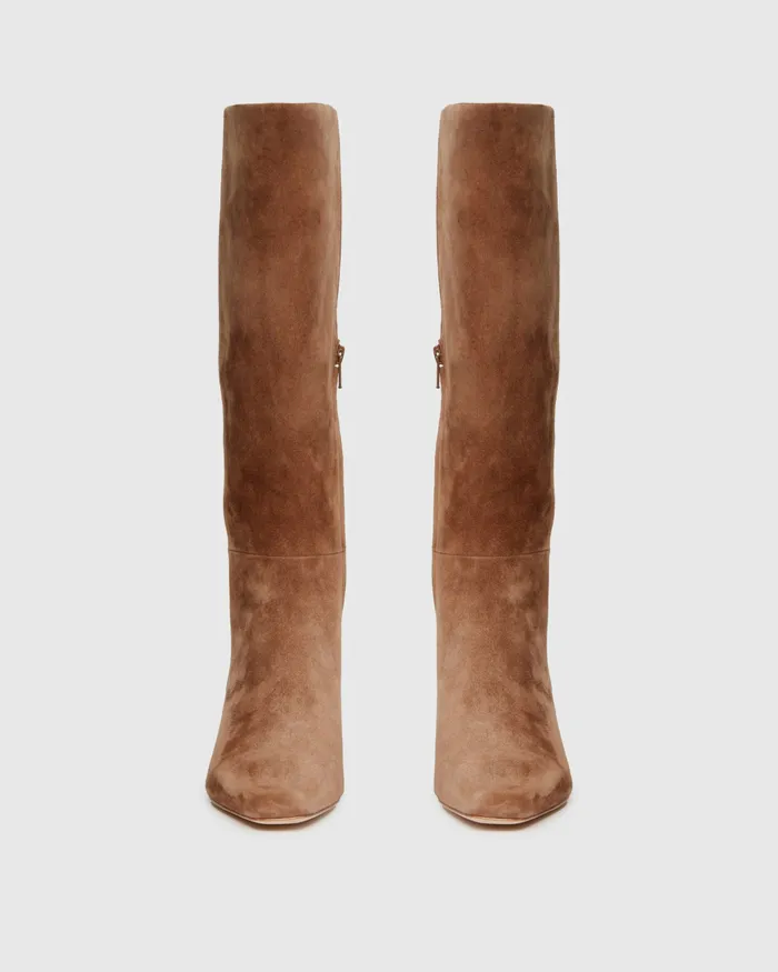 Women PAIGE Ansley Tall Boot 8211 Truffle Suede Boots