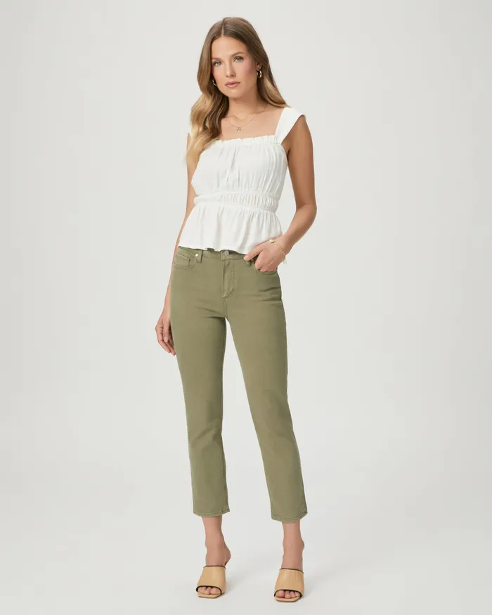 Women PAIGE Cindy Crop Straight Jean 8211 Vintage Mossy Green Denim