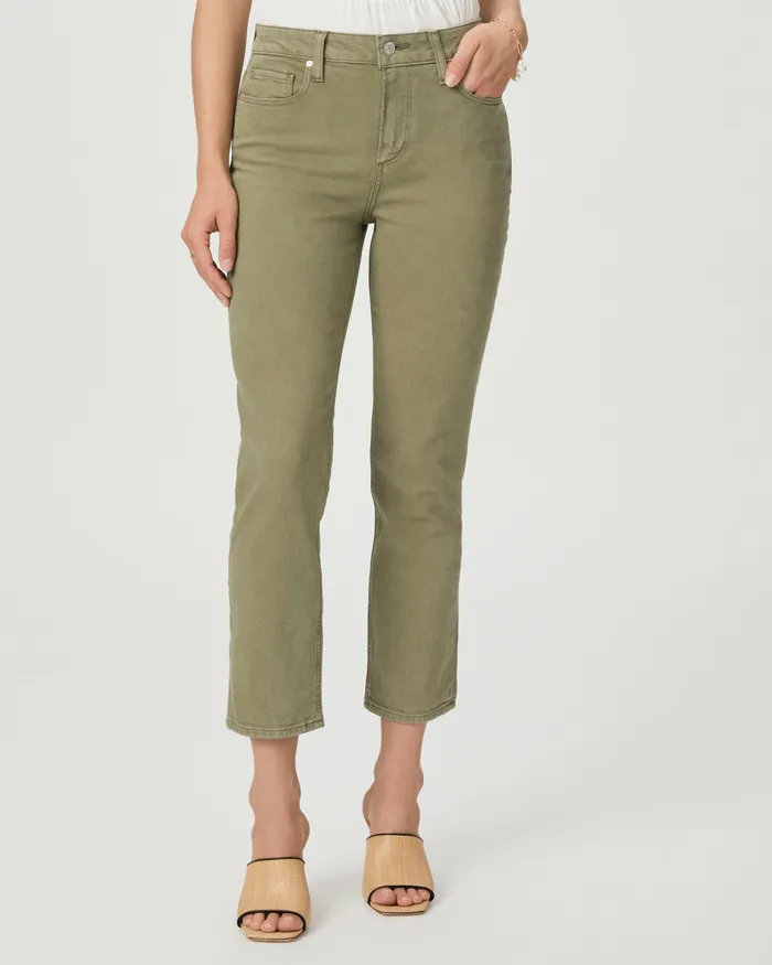 Women PAIGE Cindy Crop Straight Jean 8211 Vintage Mossy Green Denim