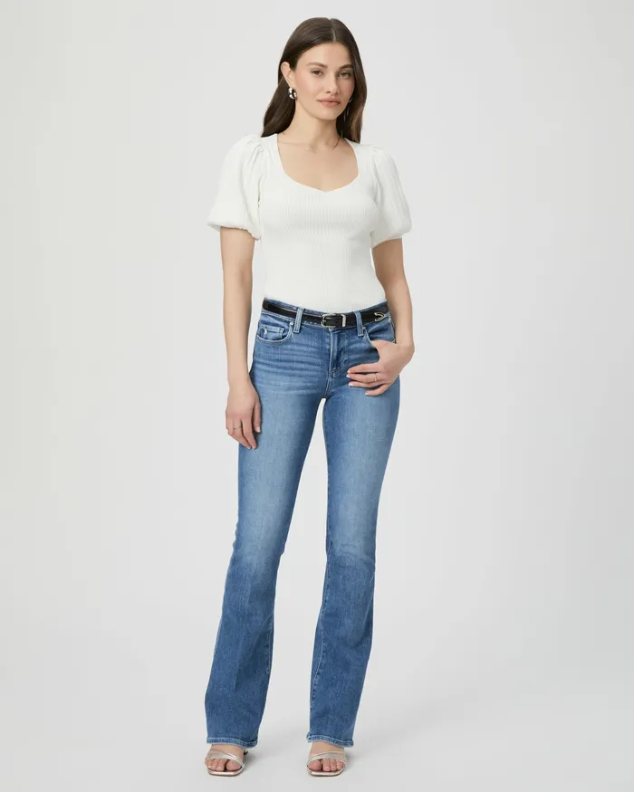 Women PAIGE Laurel Canyon 32 Inch Bootcut Jean 8211 Flamenco Distressed Flare
