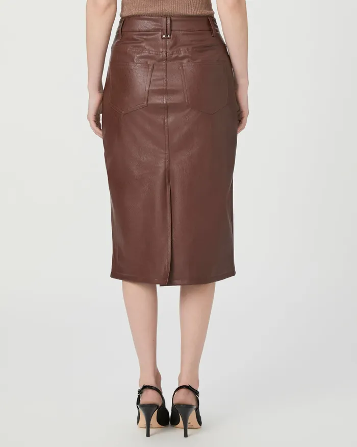 Women PAIGE Siren Midi Skirt 8211 Rum Raisin Faux Leather Skirts