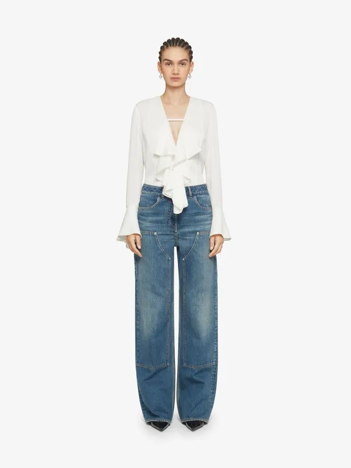 Women Pants and Shorts Givenchy Oversized Jeans In Denim With Patches Deep Blue Women Pants and Shorts Givenchy Oversized Jeans In Denim With Patches Deep Blue