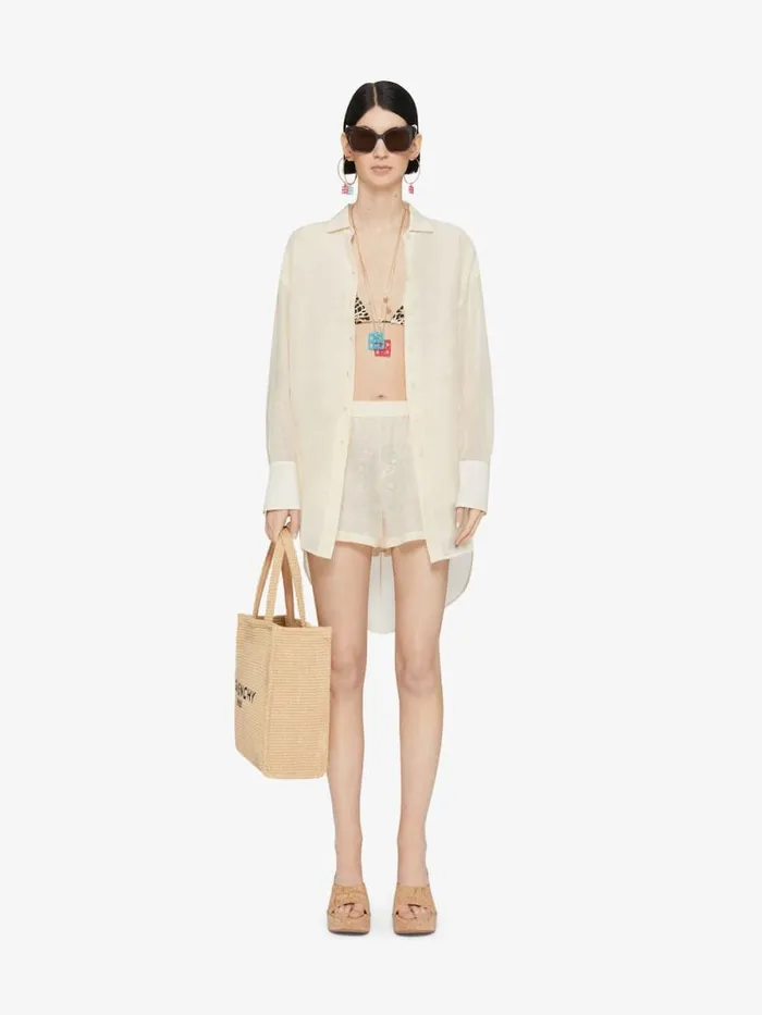 Women Pants and Shorts Givenchy Shorts In Silk And Linen Ivory