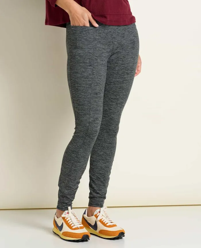 Women Pants Toad and Co Timehop Light Tight Black Marled Stripe
