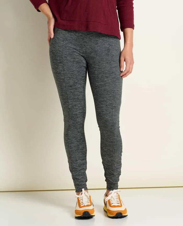 Women Pants Toad and Co Timehop Light Tight Black Marled Stripe