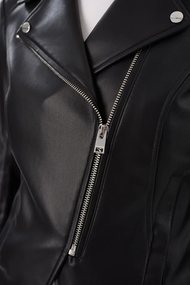 Women PASCALE Fitted Faux Leather Jacket Black LAMARQUE Biker Jackets Women PASCALE Fitted Faux Leather Jacket Black LAMARQUE Biker Jackets