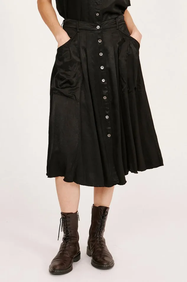 Women Pebble Satin Black Franklin Skirt Raquel Allegra Bottoms