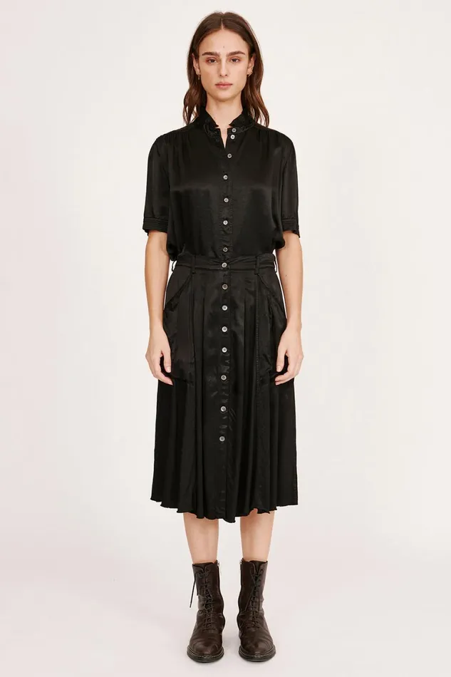 Women Pebble Satin Black Franklin Skirt Raquel Allegra Bottoms