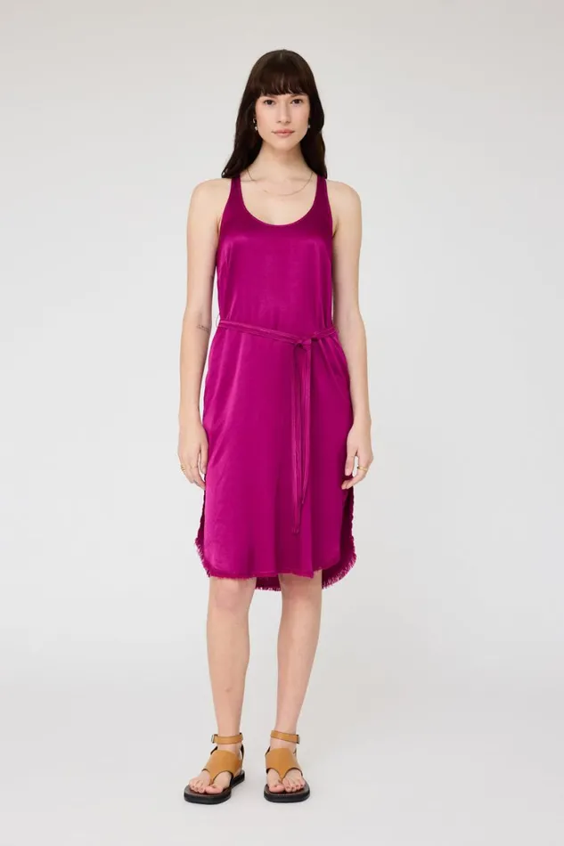 Women Pebble Satin Magenta Effie Tank Dress Raquel Allegra Dresses