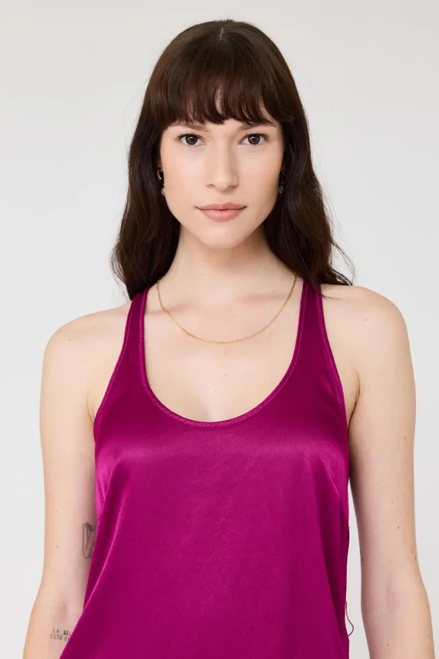 Women Pebble Satin Magenta Effie Tank Dress Raquel Allegra Dresses