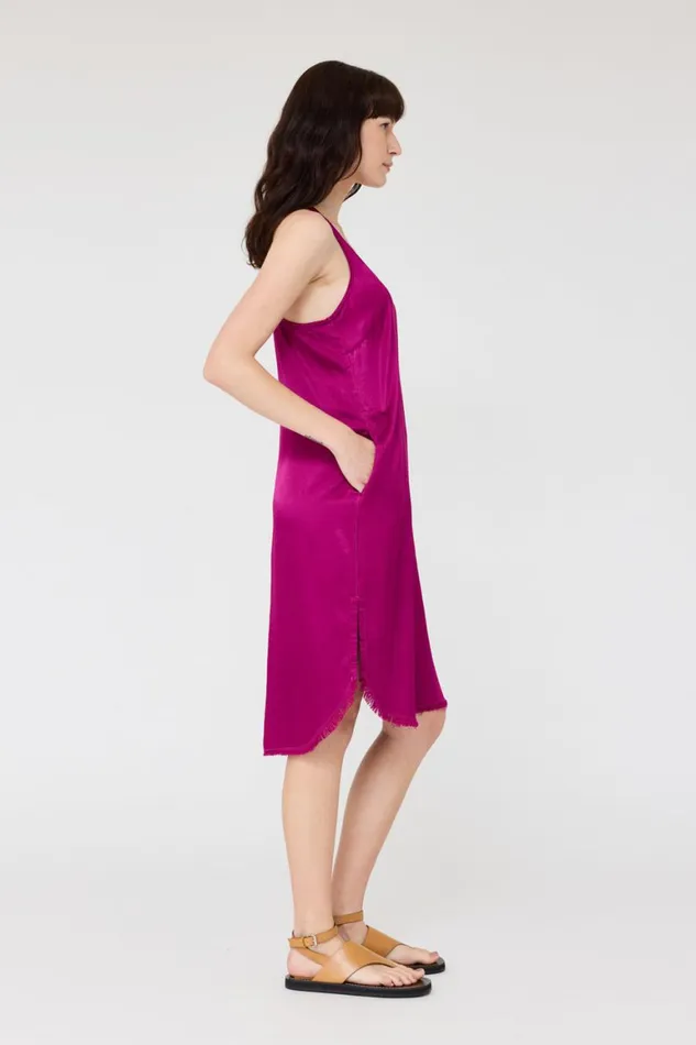 Women Pebble Satin Magenta Effie Tank Dress Raquel Allegra Dresses