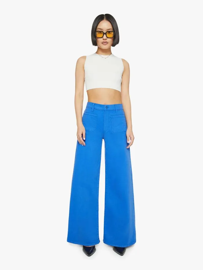 Women Petites Mother Denim Petites The Lil039 Patch Pocket Undercover Sneak Wash Snorkel Blue