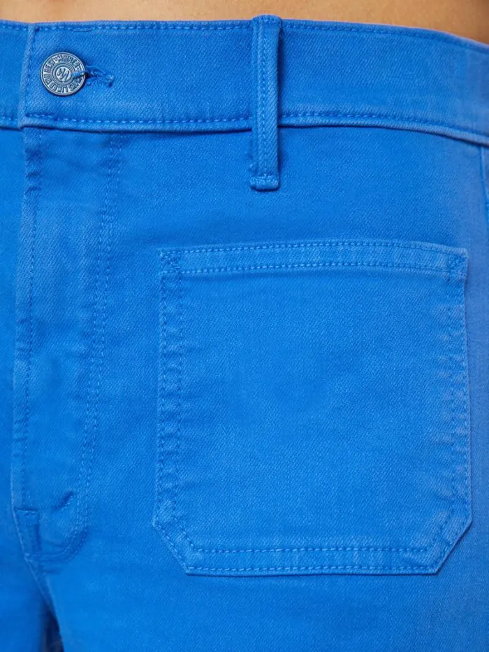 Women Petites Mother Denim Petites The Lil039 Patch Pocket Undercover Sneak Wash Snorkel Blue
