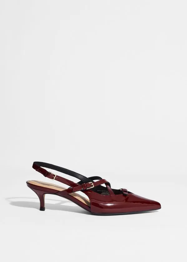 Women Pumps and Other Stories Embellished Slingback Pumps Burgundy