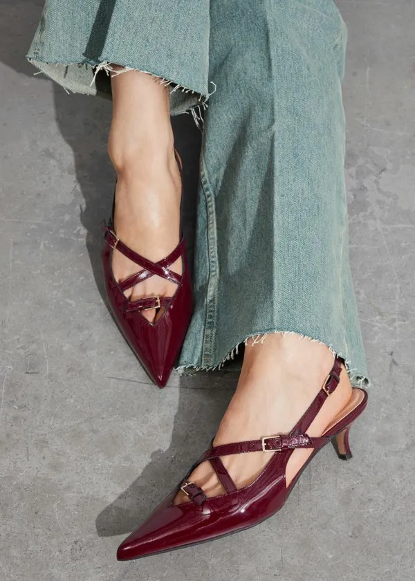 Women Pumps and Other Stories Embellished Slingback Pumps Burgundy